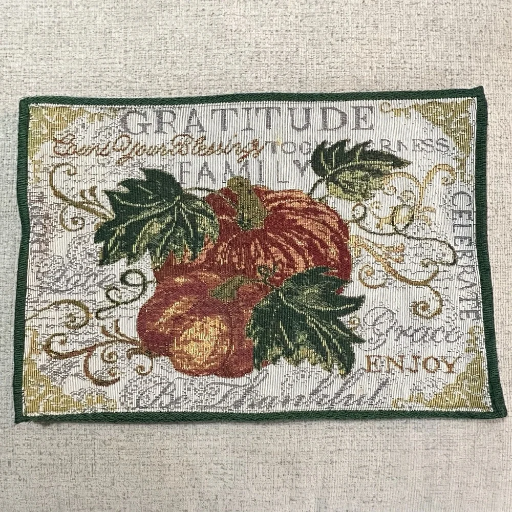 5‎ Vintage Harvest Season Pumpkin Placemats Fall Thanksgiving Tapestry Gratitude